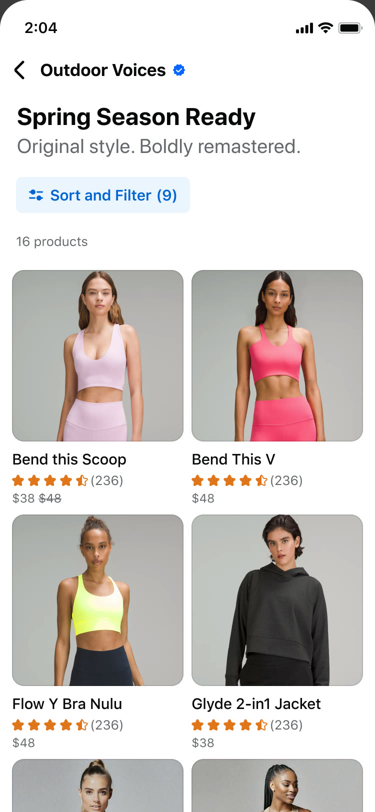 Collection lite: an Outdoor Voices collection with sort and filter above the grid.