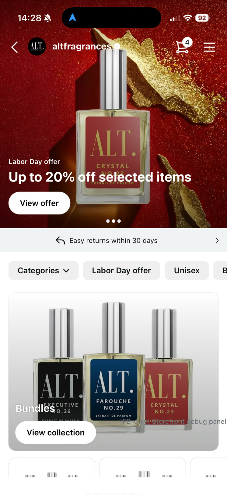 A full-bleed header carrying the seller's Labor Day offer, with a View offer button.