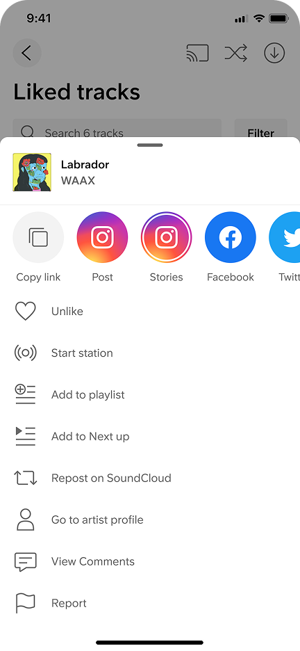 More menu with Add to playlist option