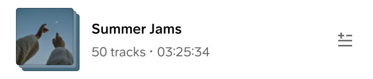 Playlist row showing track count + duration, duration deferred due to technical difficulty
